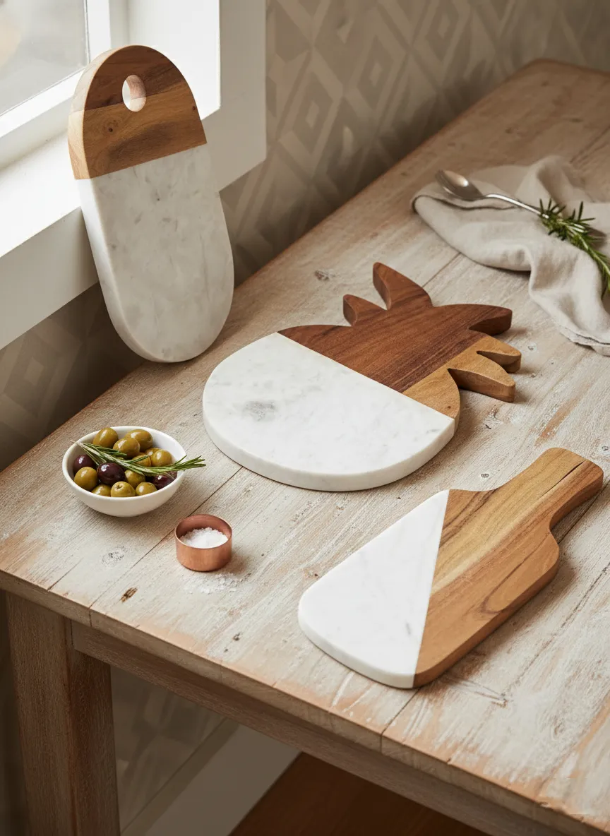 Marble Wood Knife Boards