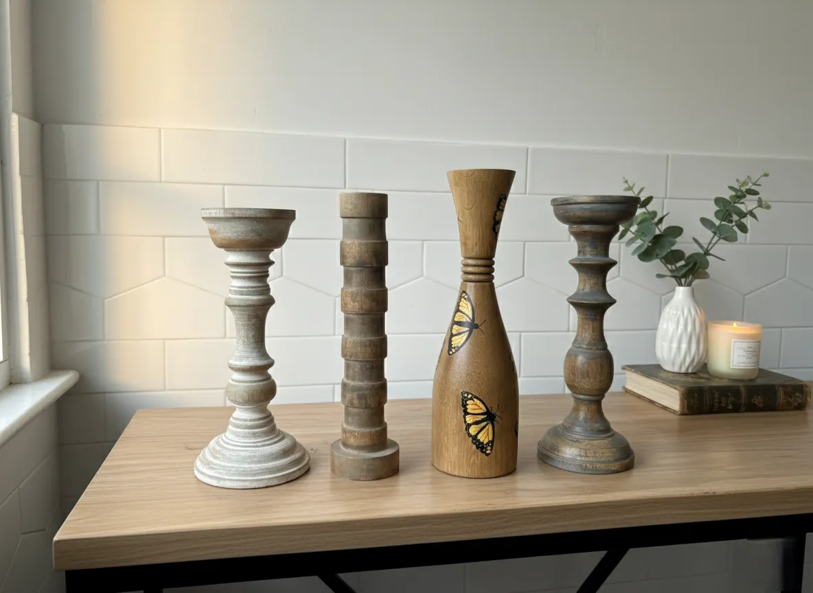 Wooden Long Candle Stands