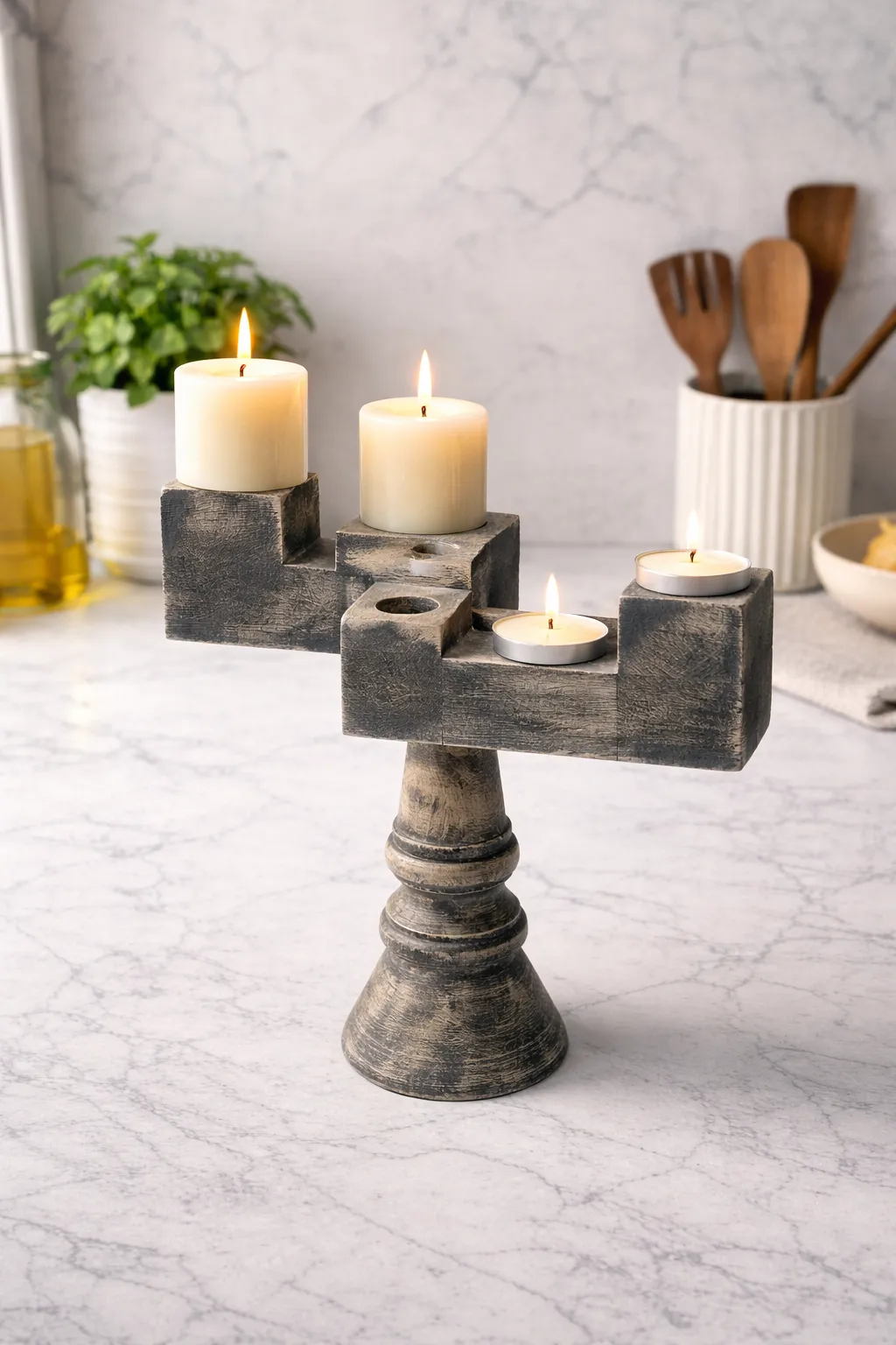 Wooden Multi Candle Stand
